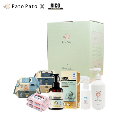 【Pato Pato】X 韓國 Rico Baby 寶寶用品9件禮盒組 / 濕紙巾+洗沐浴慕斯+奶瓶清潔+抗菌液