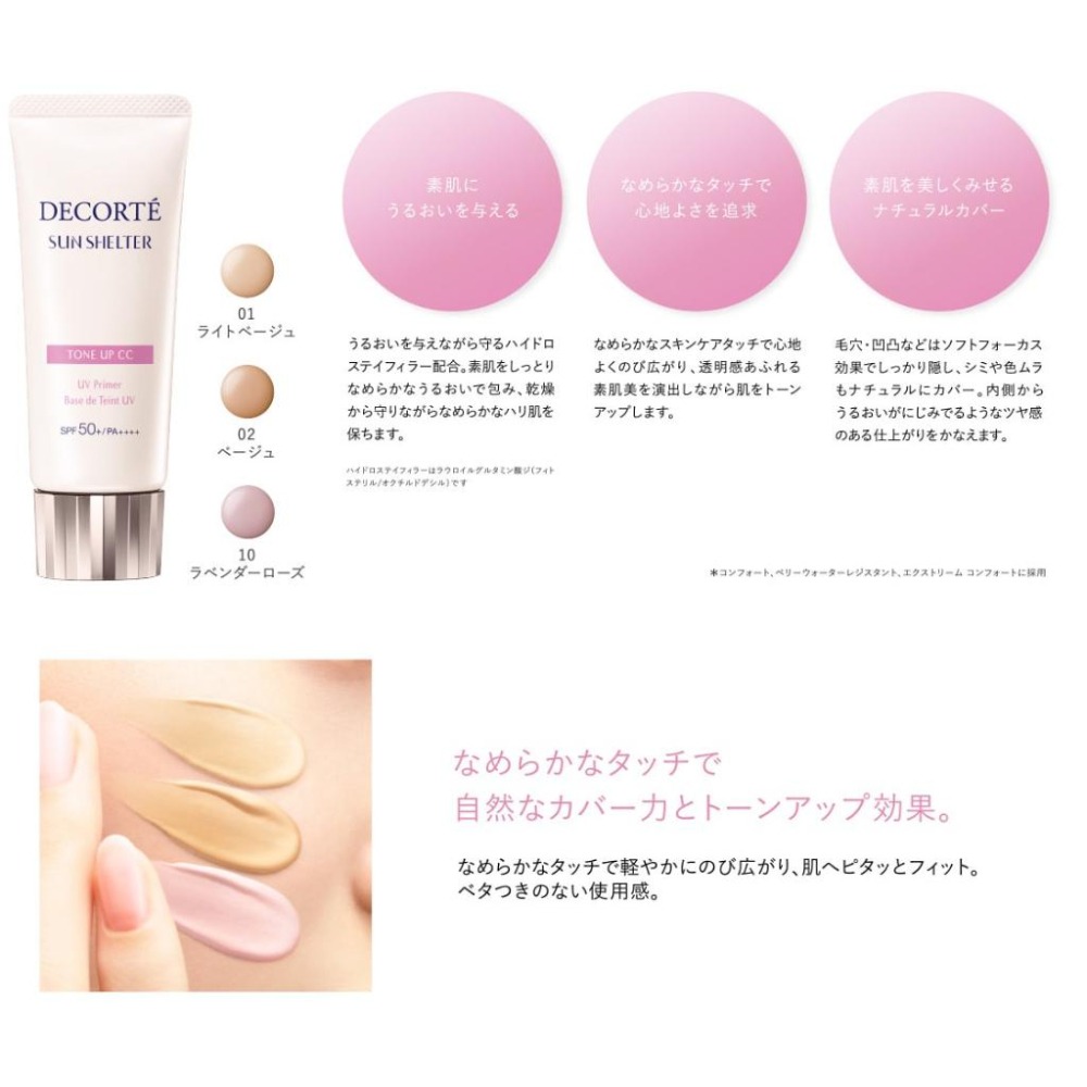 DECORTE 黛珂 SUN SHELTER TONE UP CC 多重防禦素顏霜 防曬乳 隔離霜 35g-細節圖2