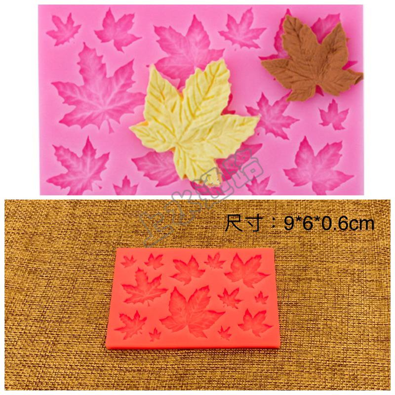 楓葉 樹葉 翻糖蛋糕烘培陶泥手工模 液態矽膠模具 蛋糕裝飾 粘土樹葉楓葉矽膠模具 葉子集合食玩配件-細節圖2