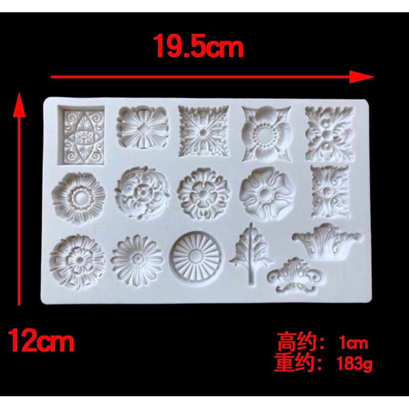 台灣出貨復古圖案復古鏤空浮雕裝飾寶石花朵樹葉復古圖案蛋糕裝飾烘焙矽膠模具-細節圖5