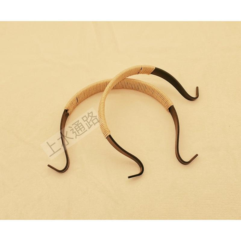 台灣現貨黑色烤漆棉繩款長鉤直出茶壺提樑把手黑色烤漆綁棉繩茶壺提手把外鉤壺提樑把手防燙配件茶壺手柄配件-細節圖2