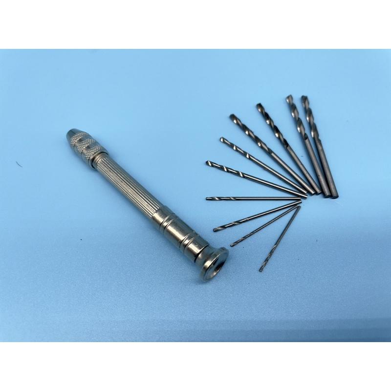 台灣現貨 手捻鑽 含10種尺吋鑽頭 diy工具 鑽孔工具打孔工具手撚鑽手動鑽孔器 戰錘磁化鑽孔擴孔鑽文玩工具打孔手鑽工具-細節圖6