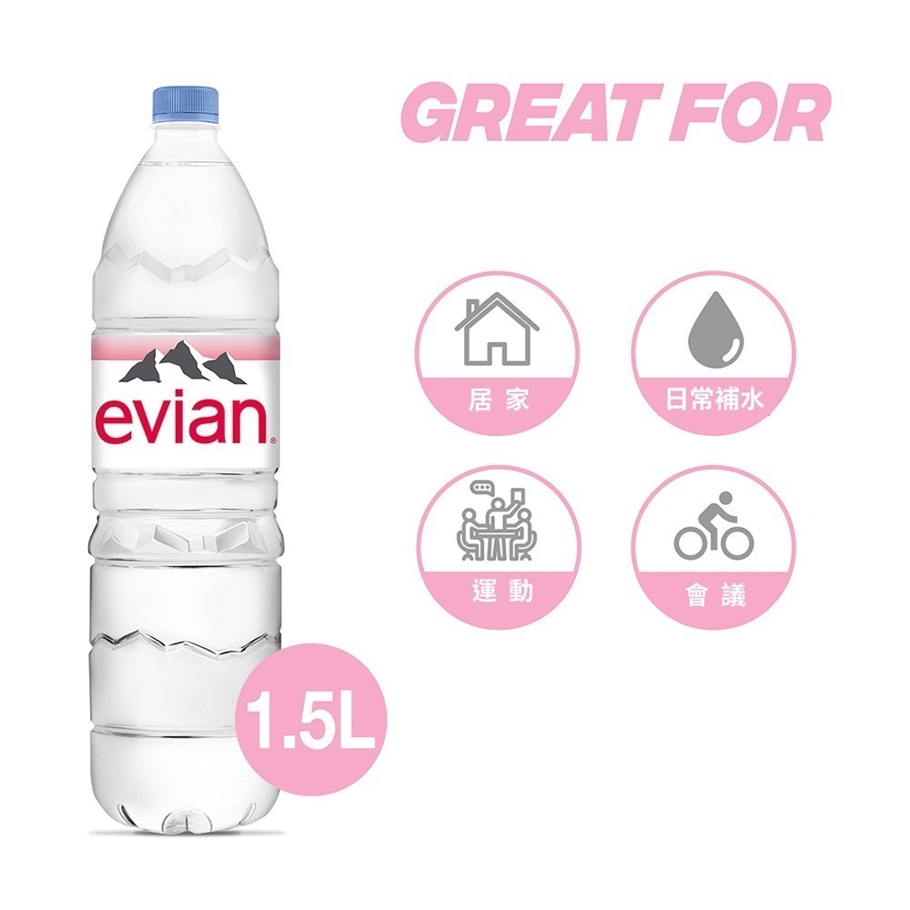 evian依雲 天然礦泉水(寶特瓶1500ml/12入)┃官方直營-細節圖3