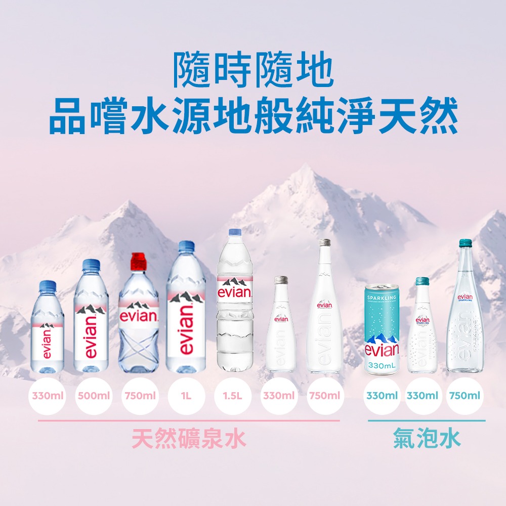 evian依雲 天然礦泉水(玻璃瓶330ml/20入)┃官方直營-細節圖6