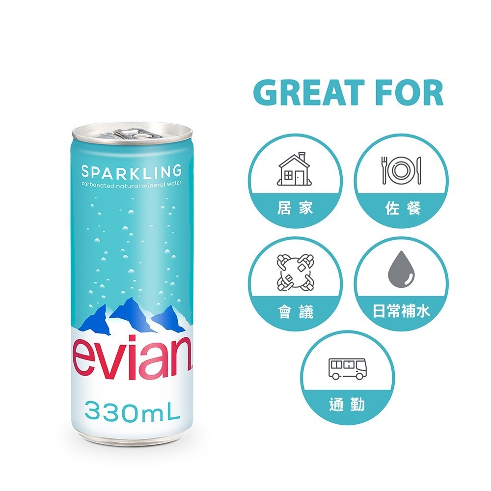 evian依雲 氣泡礦泉水(鋁罐330ml/24入)┃官方直營-細節圖3