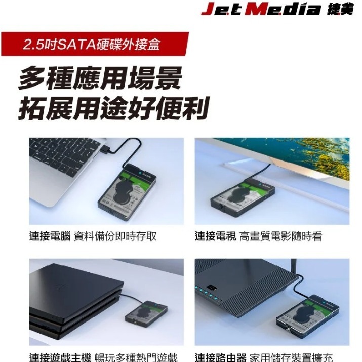 JetMedia 捷美 2.5吋SATA SSD HDD 硬碟外接盒 USB3.0 Gen2 外接硬碟 【吾須省工作室】-細節圖4