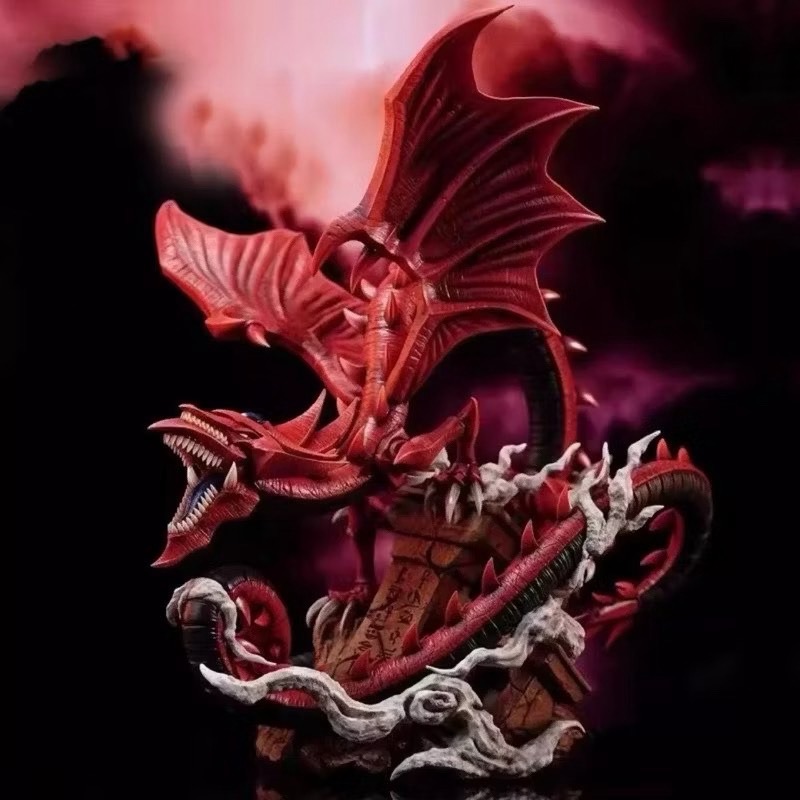 天空龍高32寬24長26公分手辦遊戲王潮玩雕像擺件游城十代三幻神 交換禮物-細節圖2