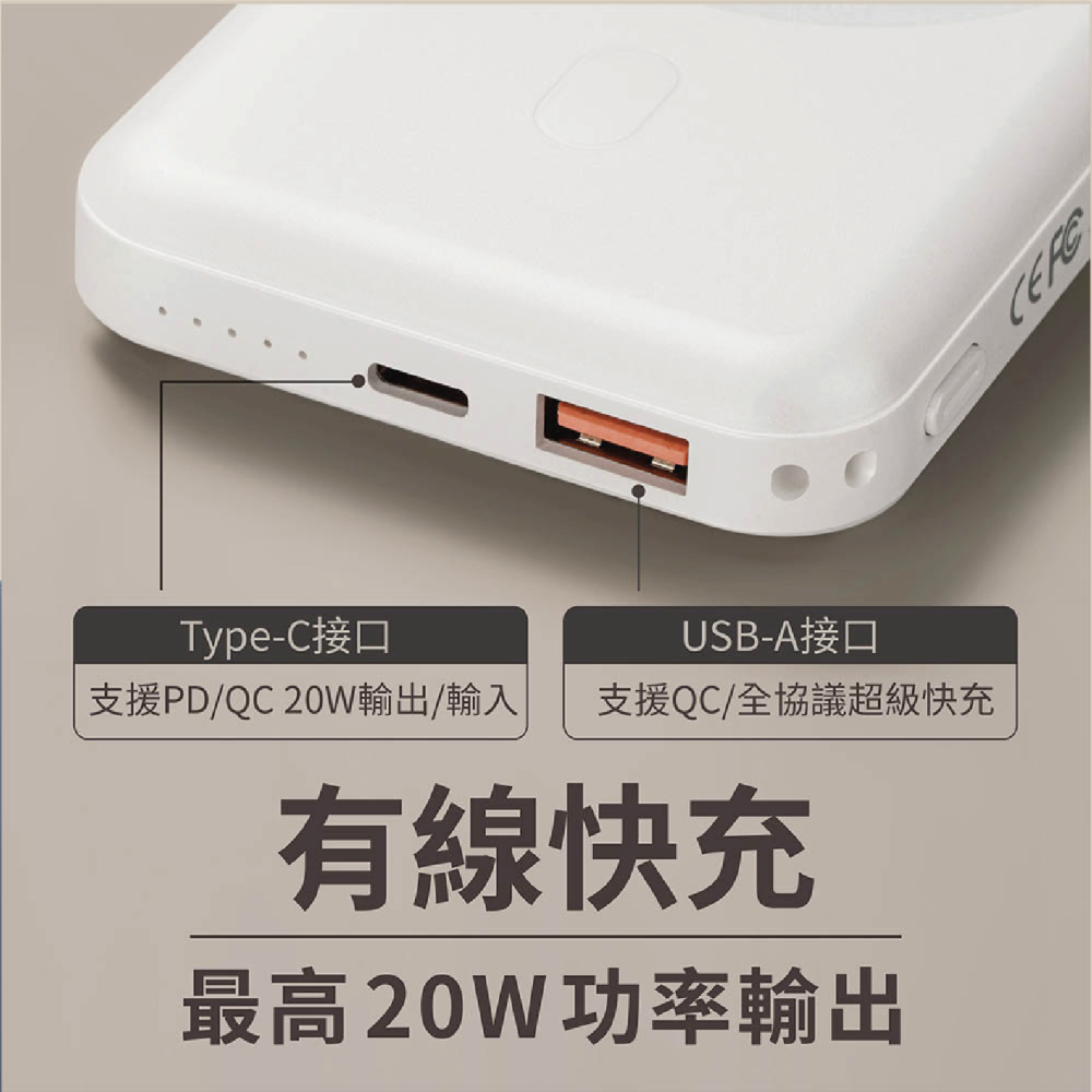 WiWU Cube WE-PB-01TW磁吸無線充行動電源10000mAh-支援Magsafe磁吸充電-細節圖2