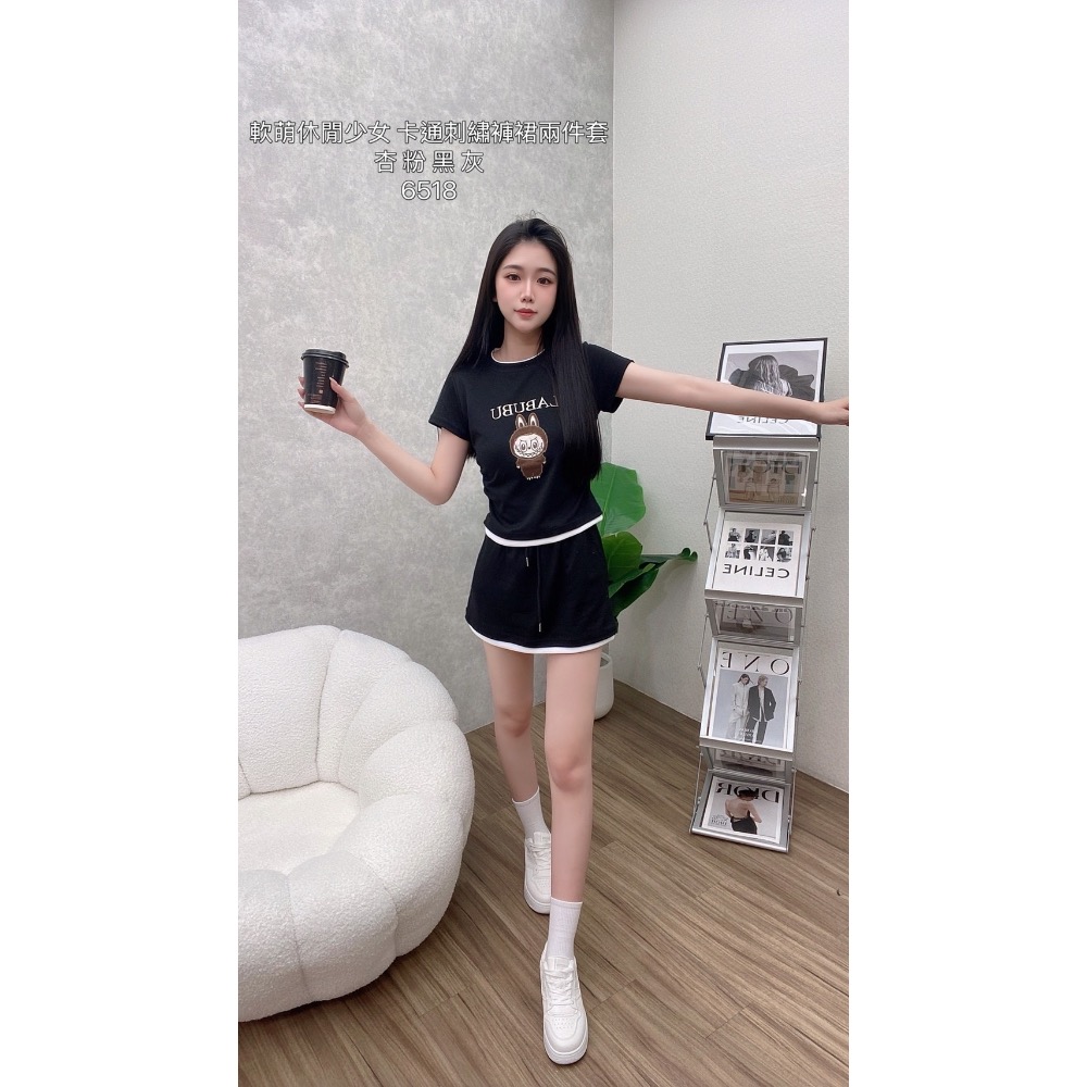 6518 卡通刺繡褲裙套裝-細節圖5