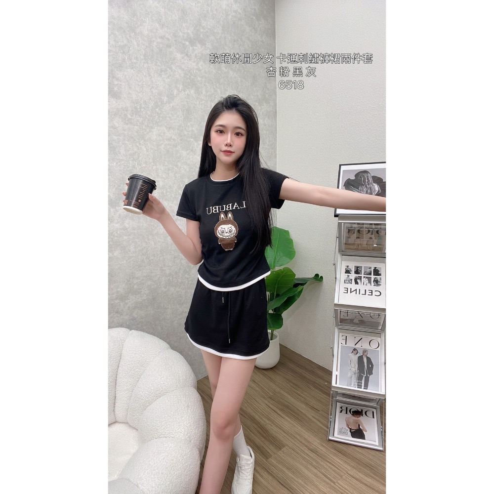 6518 卡通刺繡褲裙套裝-規格圖5