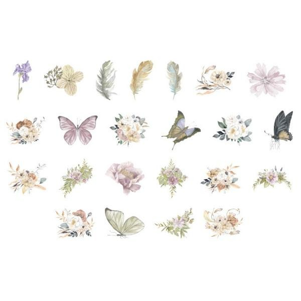 RAYRAYGO 陌墨 盒裝貼紙【繁花落蝶】紙質貼紙 水彩插畫 花卉貼紙 輕復古風 手帳裝飾 拼貼素材 封口貼-細節圖2