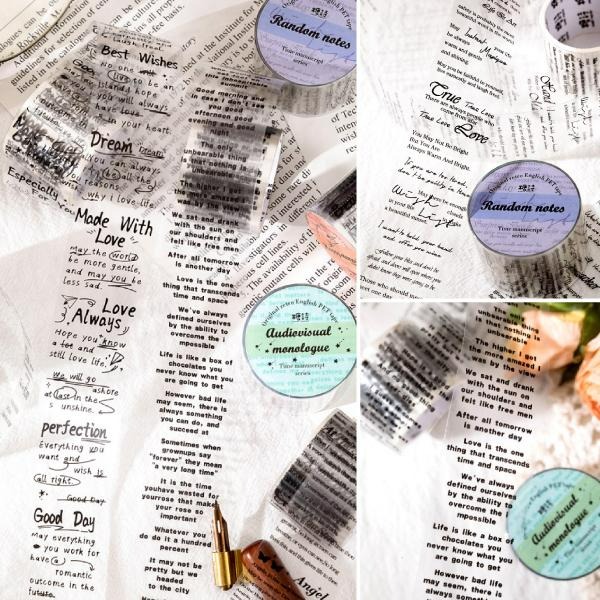 RAYRAYGO 糖詩 膠帶【時光書稿系列】6款 透明PET 文字膠帶 英文膠帶 復古膠帶 手帳膠帶 打底膠帶 拼貼膠帶-細節圖8