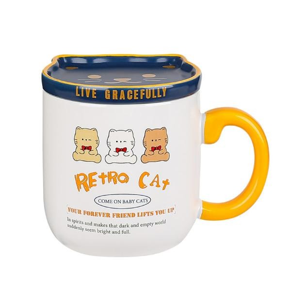 RAYRAYGO 陶瓷杯【可愛貓咪馬克杯】10款 附杯勺 貓咪馬克杯 咖啡杯 貓咪杯墊 貓咪杯蓋 杯子 水杯 交換禮物-細節圖2