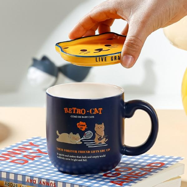 RAYRAYGO 陶瓷杯【可愛貓咪馬克杯】10款 附杯勺 貓咪馬克杯 咖啡杯 貓咪杯墊 貓咪杯蓋 杯子 水杯 交換禮物-細節圖5