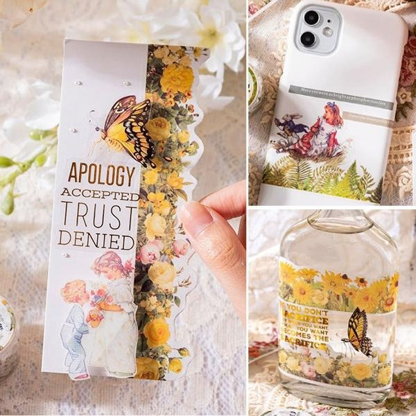 RAYRAYGO 美好的一天 異形膠帶【一路繁花相送系列】8款 植物插畫 邊框膠帶 造景膠帶 手帳膠帶 拼貼膠帶-細節圖5