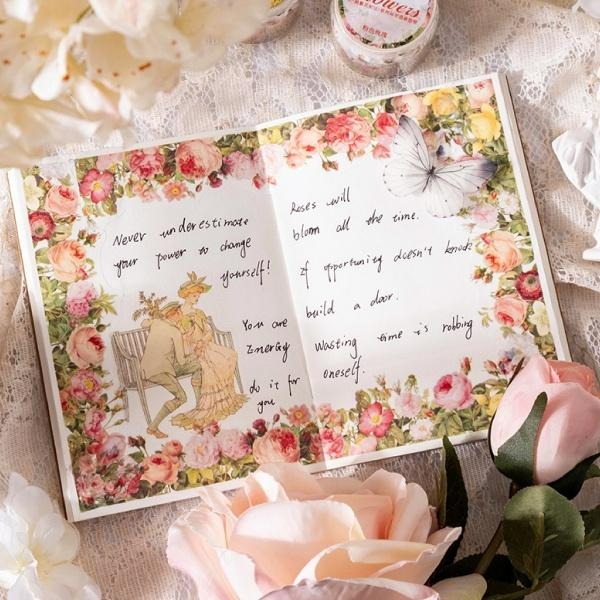 RAYRAYGO 美好的一天 異形膠帶【一路繁花相送系列】8款 植物插畫 邊框膠帶 造景膠帶 手帳膠帶 拼貼膠帶-細節圖6