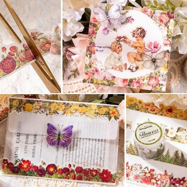 RAYRAYGO 美好的一天 異形膠帶【一路繁花相送系列】8款 植物插畫 邊框膠帶 造景膠帶 手帳膠帶 拼貼膠帶-細節圖7