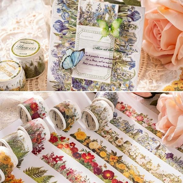 RAYRAYGO 美好的一天 異形膠帶【一路繁花相送系列】8款 植物插畫 邊框膠帶 造景膠帶 手帳膠帶 拼貼膠帶-細節圖8