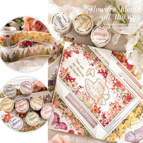 RAYRAYGO 美好的一天 異形膠帶【一路繁花相送系列】8款 植物插畫 邊框膠帶 造景膠帶 手帳膠帶 拼貼膠帶-細節圖9