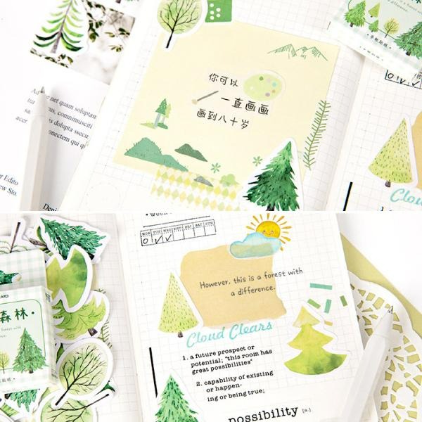 RAYRAYGO 陌墨 盒裝貼紙【元氣森林】45枚 紙質 水彩風 樹木貼紙 植物貼紙 手帳貼紙 拼貼貼紙 封口貼 裝飾貼-細節圖4