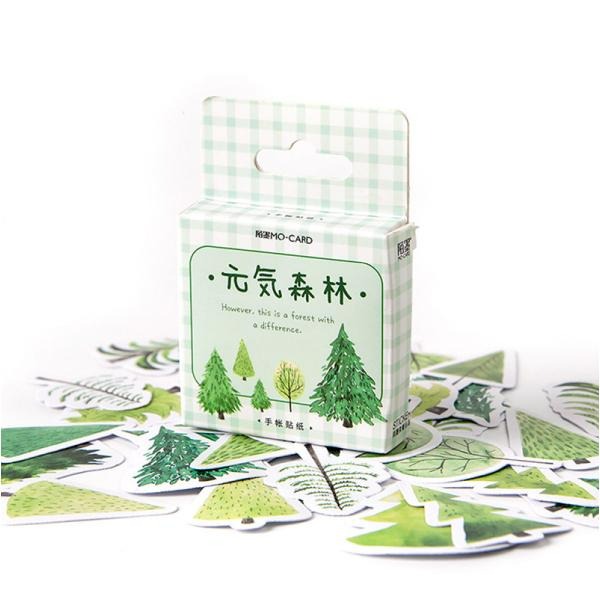 RAYRAYGO 陌墨 盒裝貼紙【元氣森林】45枚 紙質 水彩風 樹木貼紙 植物貼紙 手帳貼紙 拼貼貼紙 封口貼 裝飾貼-細節圖7