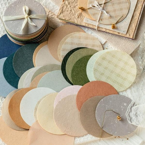 RAYRAYGO 陌墨 便簽【安然向風系列】6款 無膠 多材質 圓形素材紙 MEMO 便條紙 吊卡 手帳裝飾 拼貼素材-細節圖3