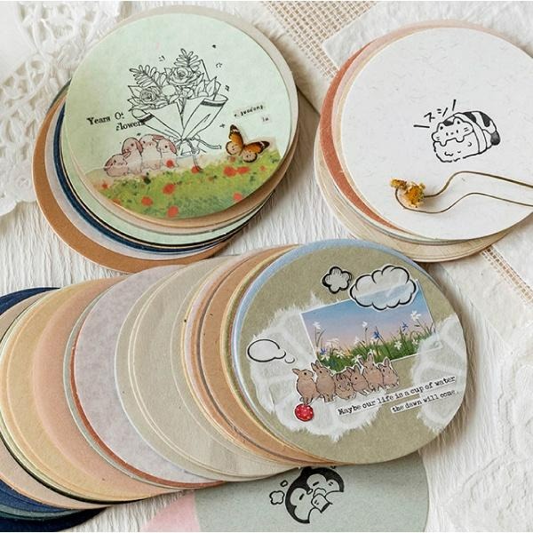 RAYRAYGO 陌墨 便簽【安然向風系列】6款 無膠 多材質 圓形素材紙 MEMO 便條紙 吊卡 手帳裝飾 拼貼素材-細節圖5