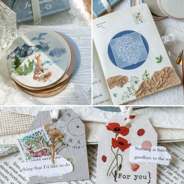 RAYRAYGO 陌墨 便簽【安然向風系列】6款 無膠 多材質 圓形素材紙 MEMO 便條紙 吊卡 手帳裝飾 拼貼素材-細節圖6