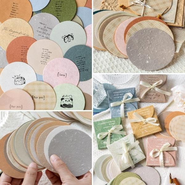 RAYRAYGO 陌墨 便簽【安然向風系列】6款 無膠 多材質 圓形素材紙 MEMO 便條紙 吊卡 手帳裝飾 拼貼素材-細節圖9