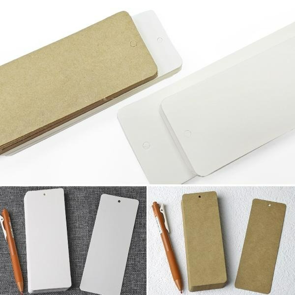 RAYRAYGO【空白書籤】5款 黑白色/牛皮色 圓角打孔 自製書籤 DIY書籤 手帳書籤 拼貼卡 白卡 書籤卡 書簽-細節圖8