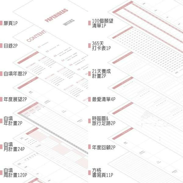 RAYRAYGO PAPERIDEAS 硬皮【自填式Weeks本】8款 周計畫 12個月 筆記本 行事曆 方格內頁-細節圖8