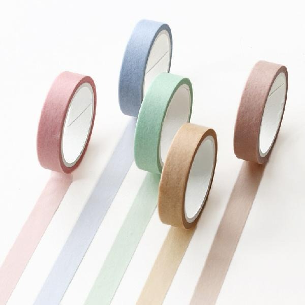 RAYRAYGO 芯陌 紙膠帶【純色系列】9款 5入組 和紙膠帶 膠帶套裝 彩色膠帶 莫蘭迪色 手帳裝飾 拼貼素材-細節圖4