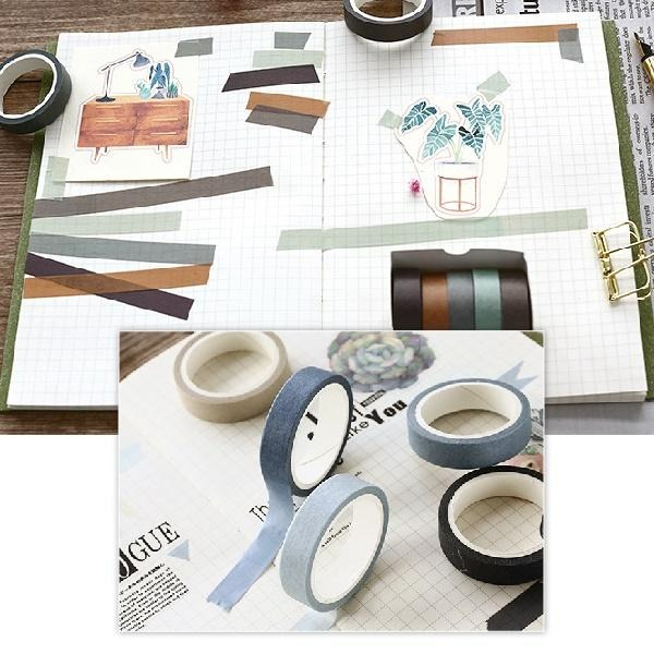 RAYRAYGO 芯陌 紙膠帶【純色系列】9款 5入組 和紙膠帶 膠帶套裝 彩色膠帶 莫蘭迪色 手帳裝飾 拼貼素材-細節圖7