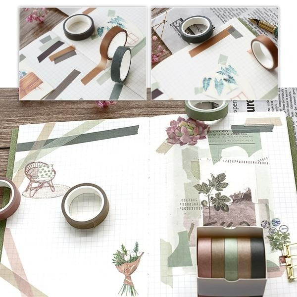 RAYRAYGO 芯陌 紙膠帶【純色系列】9款 5入組 和紙膠帶 膠帶套裝 彩色膠帶 莫蘭迪色 手帳裝飾 拼貼素材-細節圖9