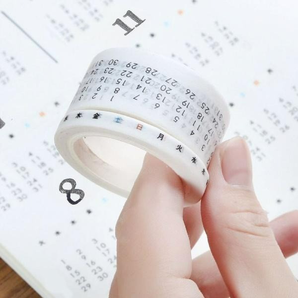 RAYRAYGO 紙膠帶【萬年曆】2卷入 和紙膠帶 日期膠帶 星期月份 手帳裝飾 拼貼素材 膠帶套裝 文字膠帶-細節圖4