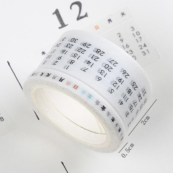 RAYRAYGO 紙膠帶【萬年曆】2卷入 和紙膠帶 日期膠帶 星期月份 手帳裝飾 拼貼素材 膠帶套裝 文字膠帶-細節圖6