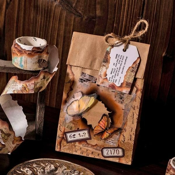 RAYRAYGO 美好的一天 異型膠帶【X檔案系列】8款 和紙膠帶 火燒異形 復古膠帶 邊框膠帶 手帳裝飾 拼貼素材-細節圖3