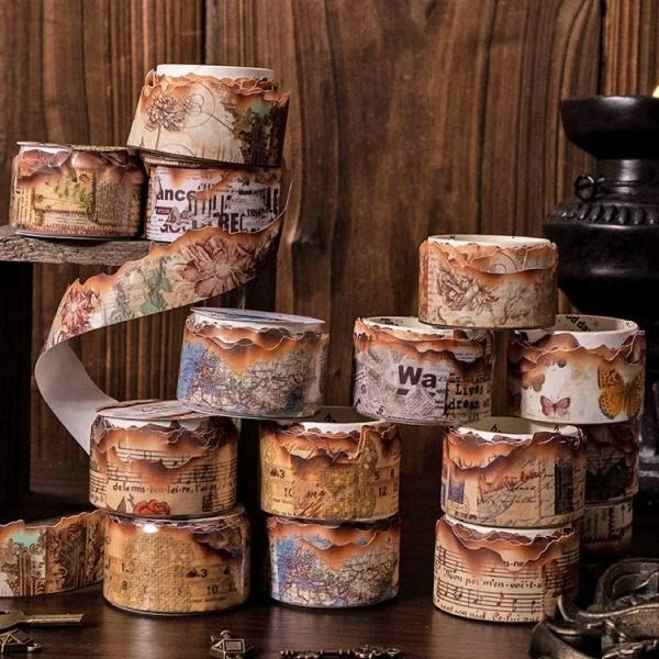 RAYRAYGO 美好的一天 異型膠帶【X檔案系列】8款 和紙膠帶 火燒異形 復古膠帶 邊框膠帶 手帳裝飾 拼貼素材-細節圖7