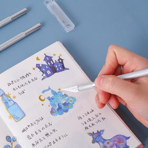 RAYRAYGO【橡皮章雕刻刀】含刀片5枚 紙雕刀 裁紙刀 切割刀 美工刀 開箱刀 金屬刀 可替芯 筆刀 辦公文具-細節圖3