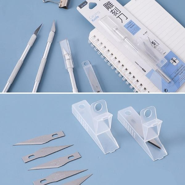 RAYRAYGO【橡皮章雕刻刀】含刀片5枚 紙雕刀 裁紙刀 切割刀 美工刀 開箱刀 金屬刀 可替芯 筆刀 辦公文具-細節圖8