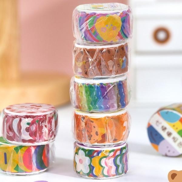 RAYRAYGO 聞述 異型 紙膠帶【軟啾啾系列】8款 100枚 彩色 和紙 手帳裝飾 拼貼素材 可愛貼紙 標記貼紙-細節圖3