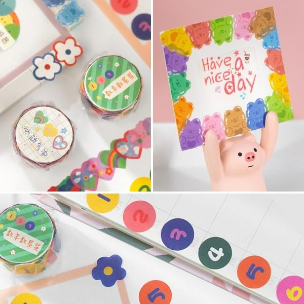 RAYRAYGO 聞述 異型 紙膠帶【軟啾啾系列】8款 100枚 彩色 和紙 手帳裝飾 拼貼素材 可愛貼紙 標記貼紙-細節圖7