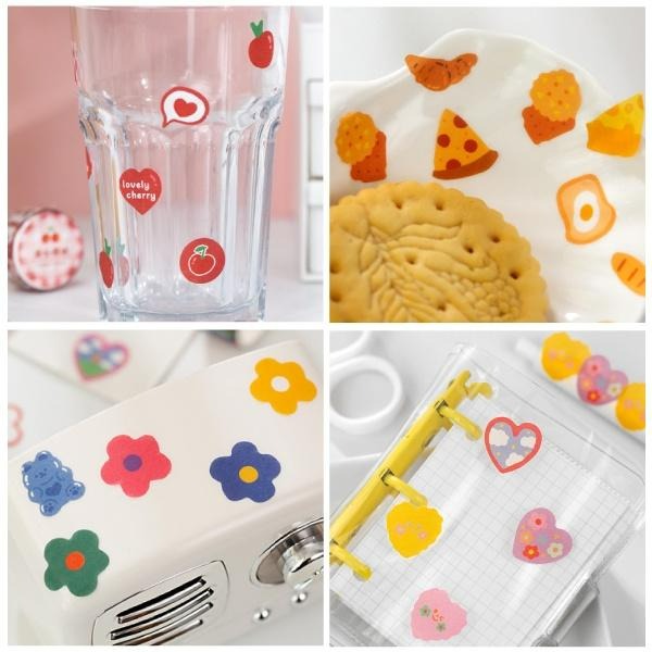 RAYRAYGO 聞述 異型 紙膠帶【軟啾啾系列】8款 100枚 彩色 和紙 手帳裝飾 拼貼素材 可愛貼紙 標記貼紙-細節圖8