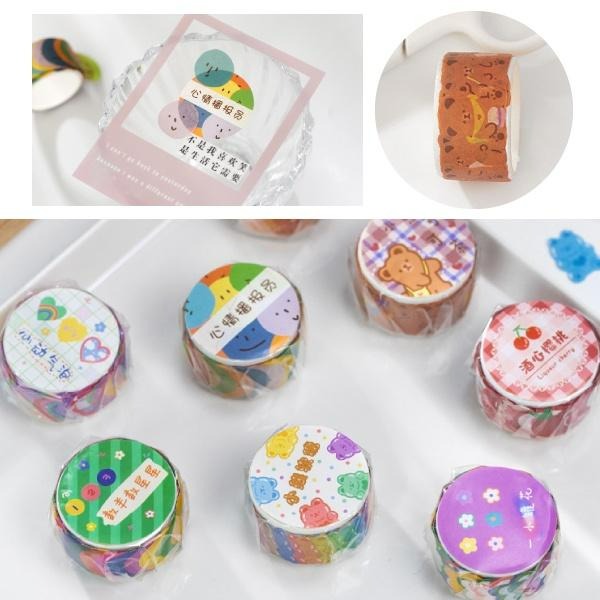 RAYRAYGO 聞述 異型 紙膠帶【軟啾啾系列】8款 100枚 彩色 和紙 手帳裝飾 拼貼素材 可愛貼紙 標記貼紙-細節圖9