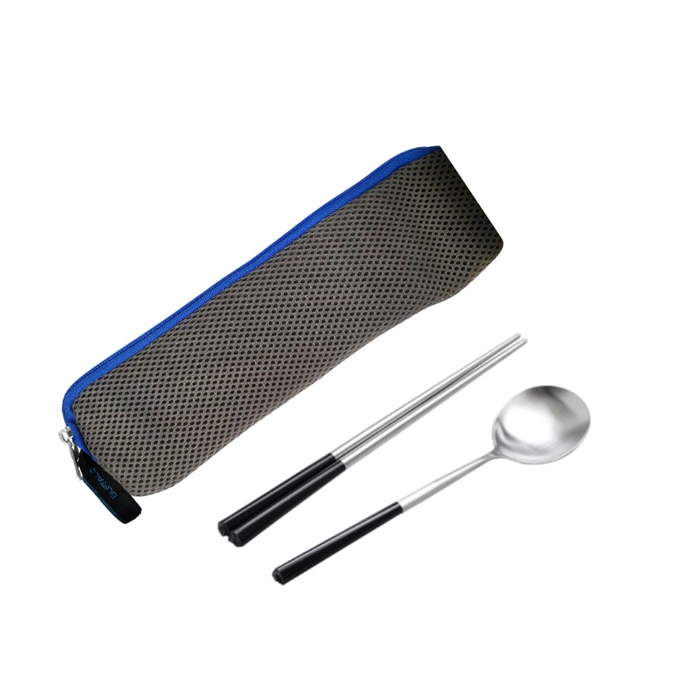 【Buffalo牛頭牌】雅潔隨身餐具組(三角筷+三角湯匙+餐具袋)-細節圖2