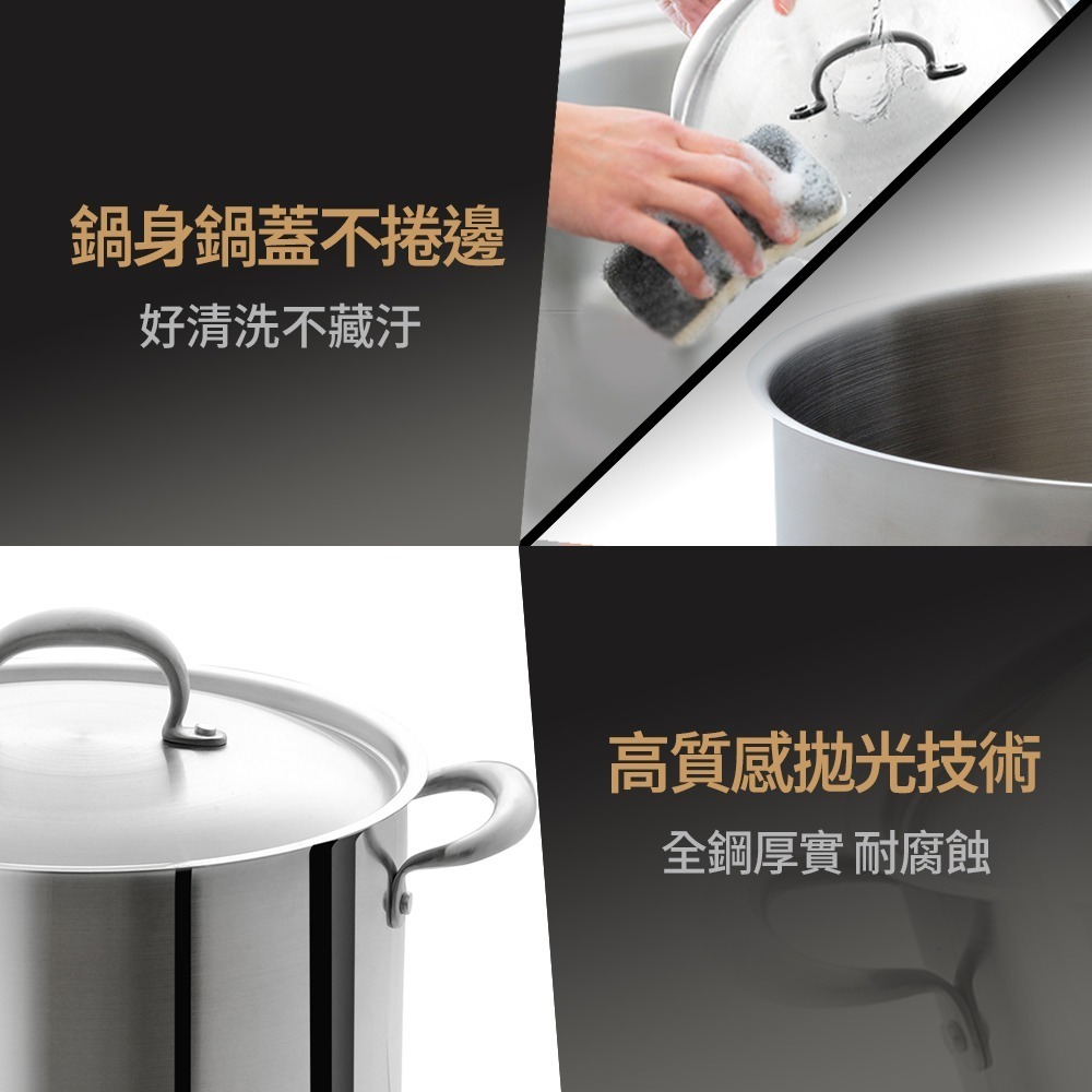 【Buffalo牛頭牌】304不鏽鋼深型雙耳湯鍋(燉湯鍋/魯桶/滷桶/營業用/IH.電磁爐適用)-細節圖4