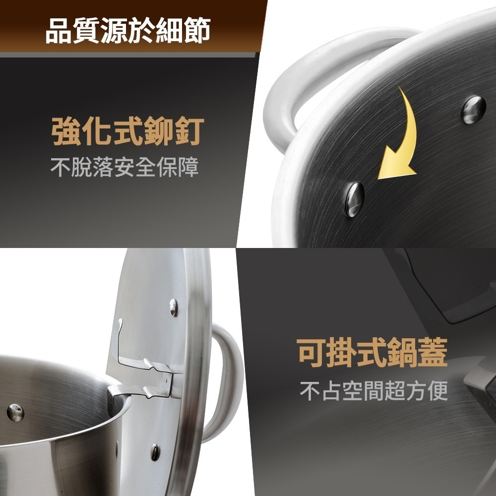 【Buffalo牛頭牌】304不鏽鋼深型雙耳湯鍋(燉湯鍋/魯桶/滷桶/營業用/IH.電磁爐適用)-細節圖3