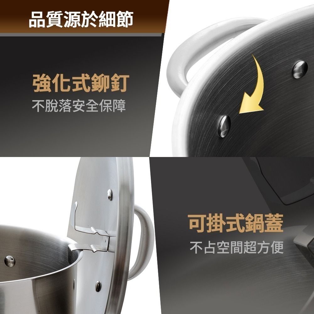 【Buffalo牛頭牌】304不鏽鋼深型雙耳湯鍋(燉湯鍋/魯桶/滷桶/營業用/IH.電磁爐適用)-細節圖3