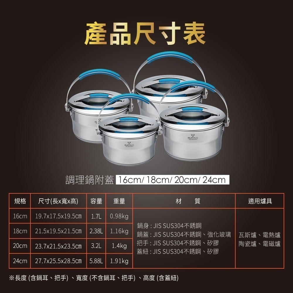 【Buffalo牛頭牌】新雅登調理鍋16/18/20/24公分-細節圖4