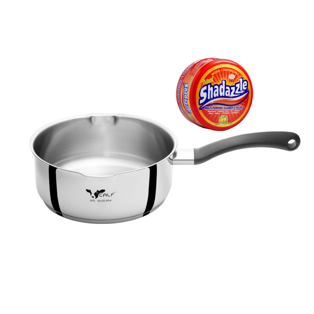 【Buffalo牛頭牌】小牛不鏽鋼單柄湯鍋雪平鍋20cm電木柄(IH電磁爐適用/304不鏽鋼/聰穎導角設計)-細節圖2